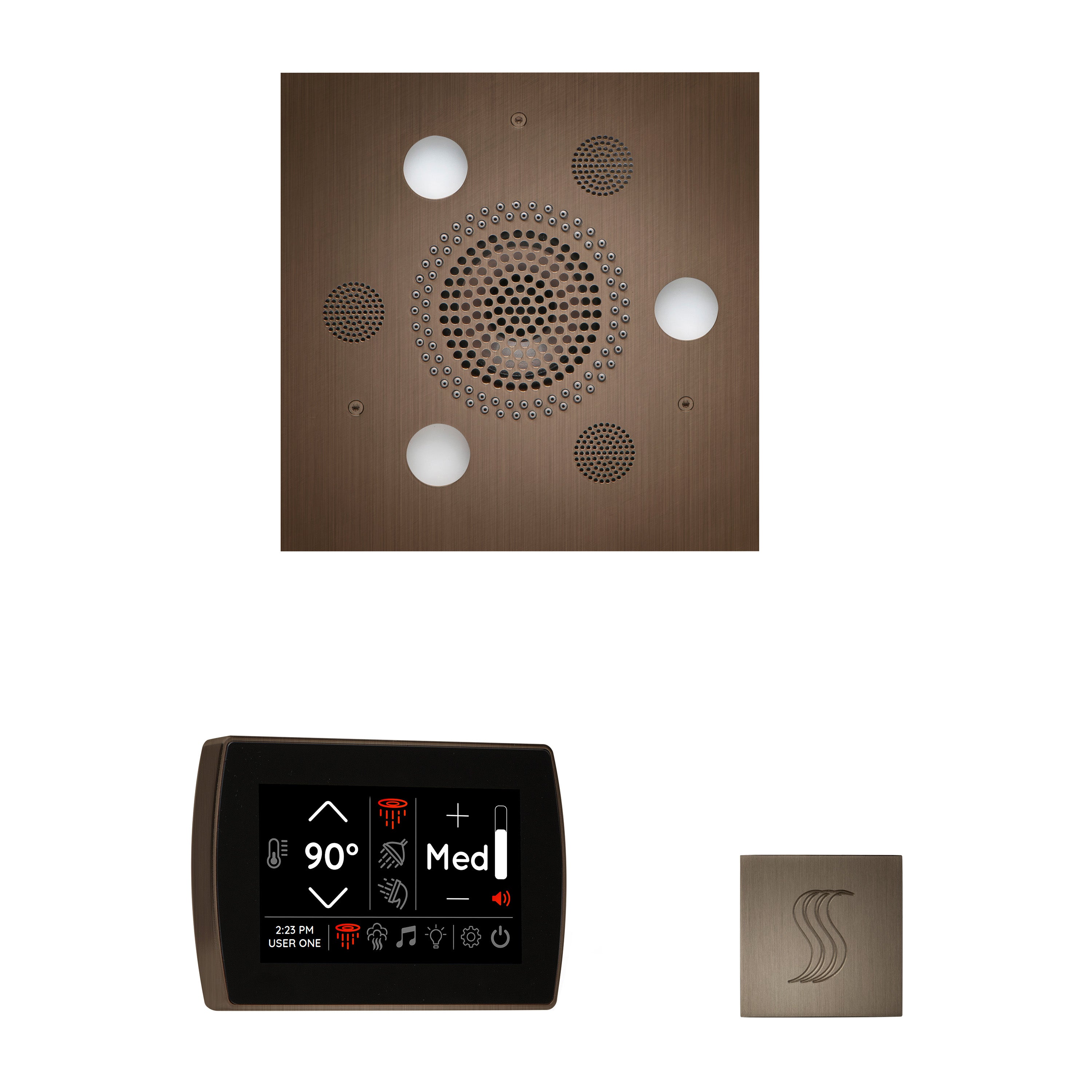 Wellness Steam Package - Serenity Advanced (Square) + SignaTouch Control (Recessed, Black Trim) + Steam Head (Square)