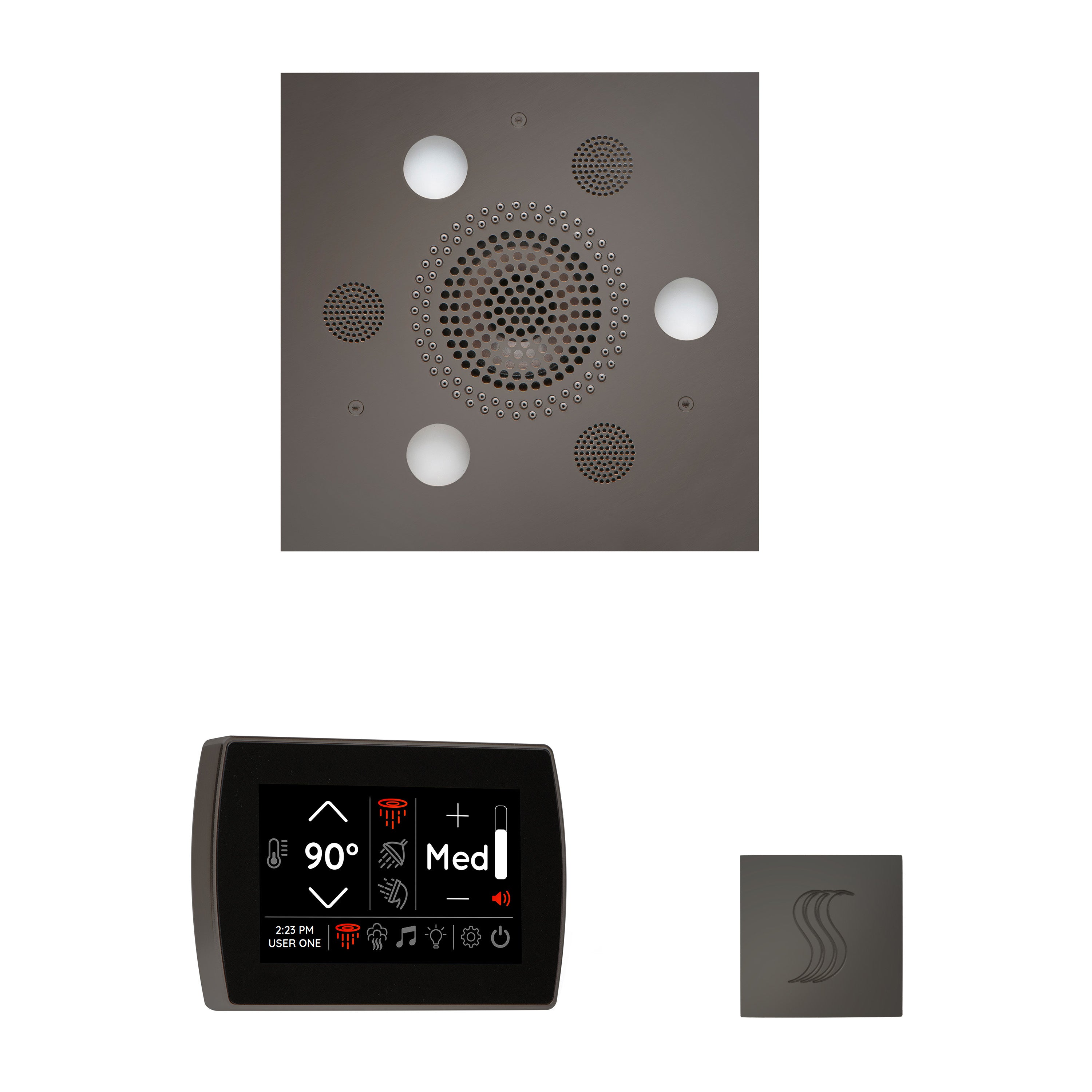 Wellness Steam Package - Serenity Advanced (Square) + SignaTouch Control (Recessed, Black Trim) + Steam Head (Square)