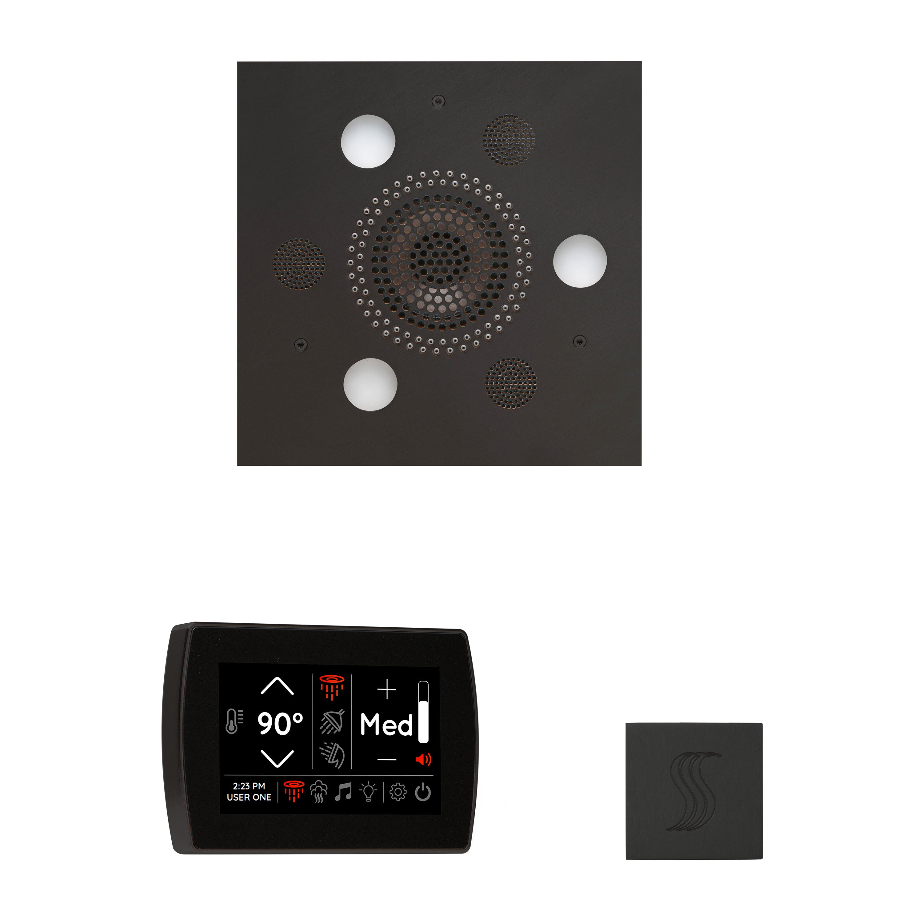 Wellness Steam Package - Serenity Advanced (Square) + SignaTouch Control (Recessed, Black Trim) + Steam Head (Square)