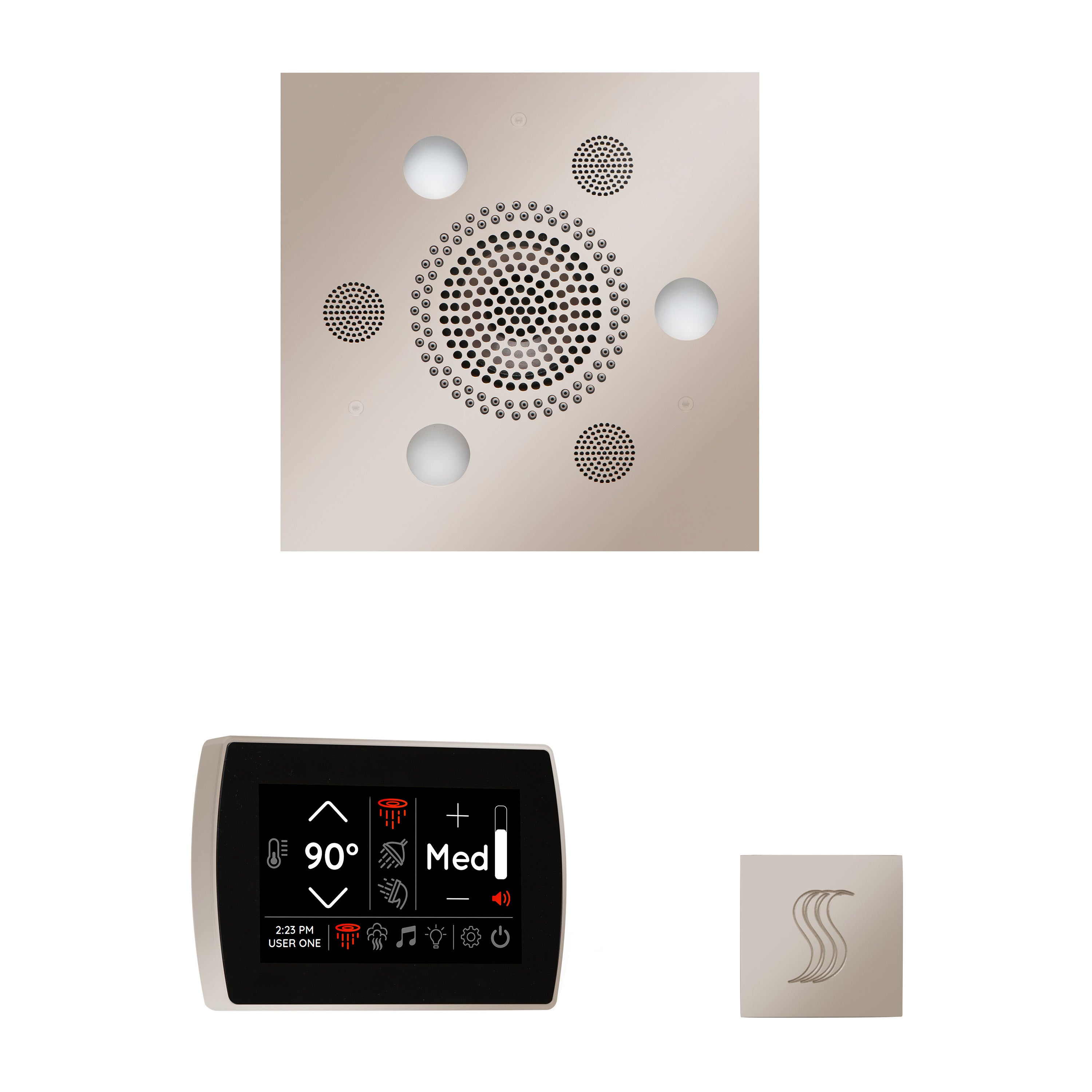 Wellness Steam Package - Serenity Advanced (Square) + SignaTouch Control (Recessed, Black Trim) + Steam Head (Square)