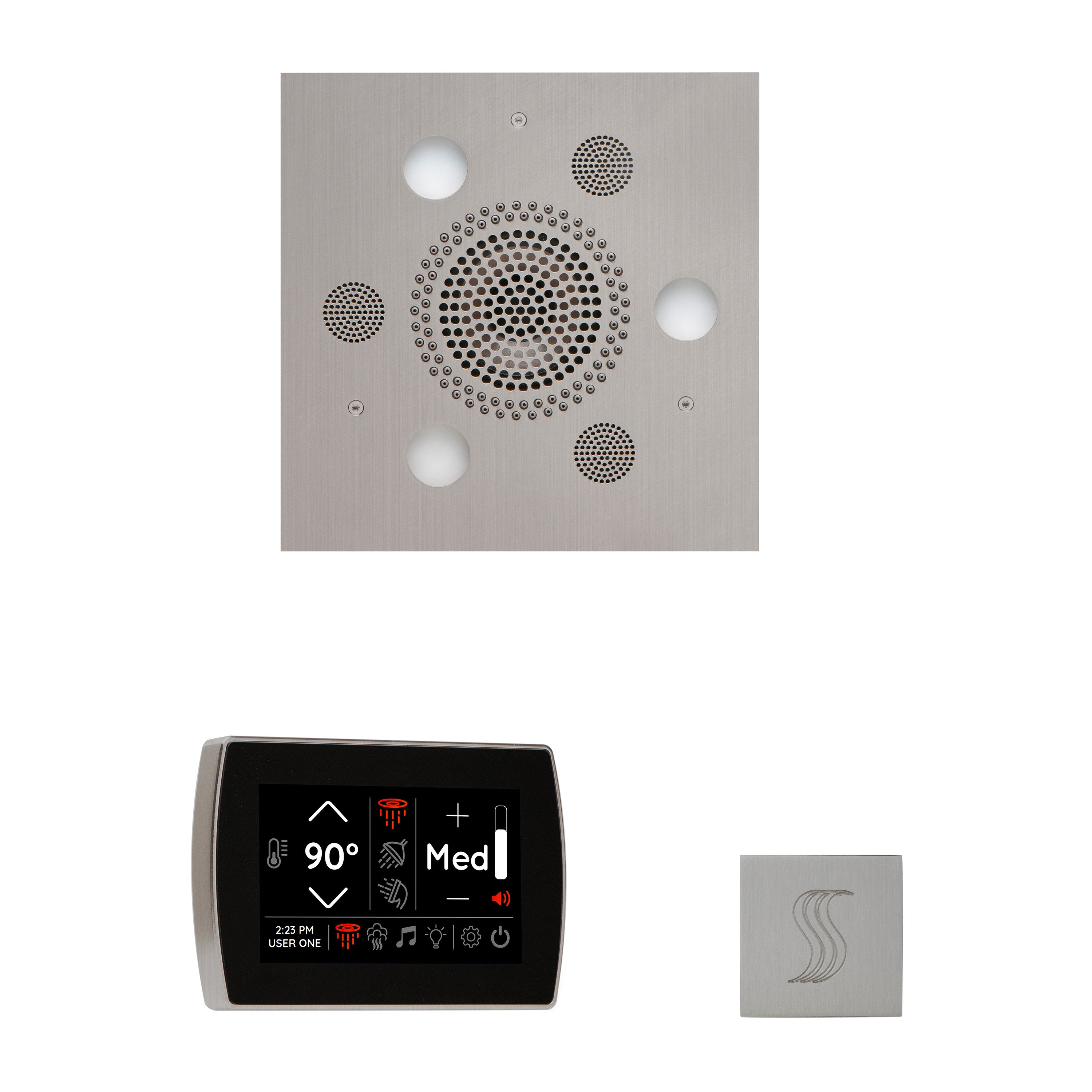 Wellness Steam Package - Serenity Advanced (Square) + SignaTouch Control (Recessed, Black Trim) + Steam Head (Square)