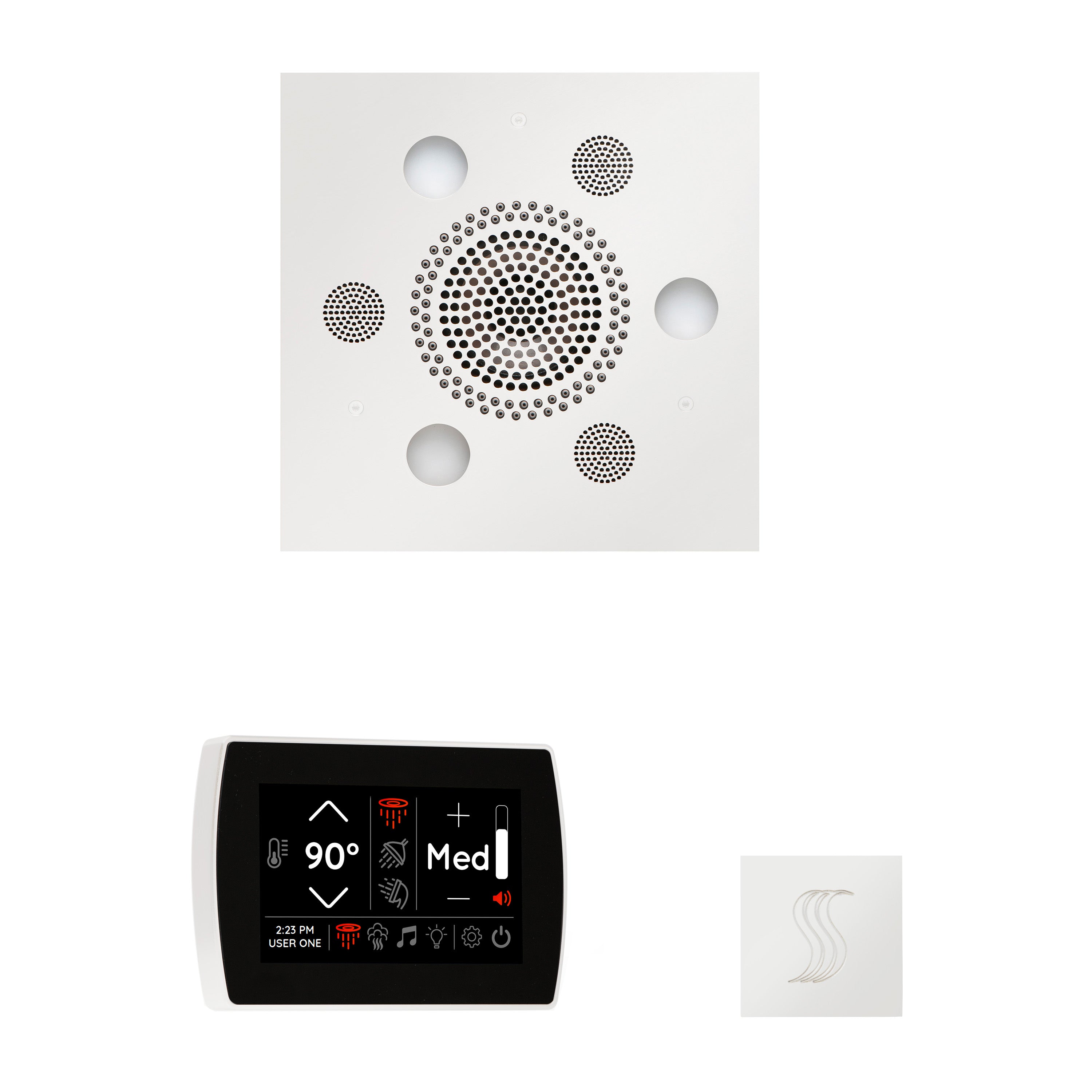 Wellness Steam Package - Serenity Advanced (Square) + SignaTouch Control (Recessed, Black Trim) + Steam Head (Square)