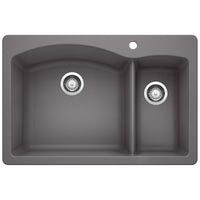 Blanco - 441464 - Diamond SILGRANIT 33" 70/30 Double Bowl Dual Mount Kitchen Sink - Cinder