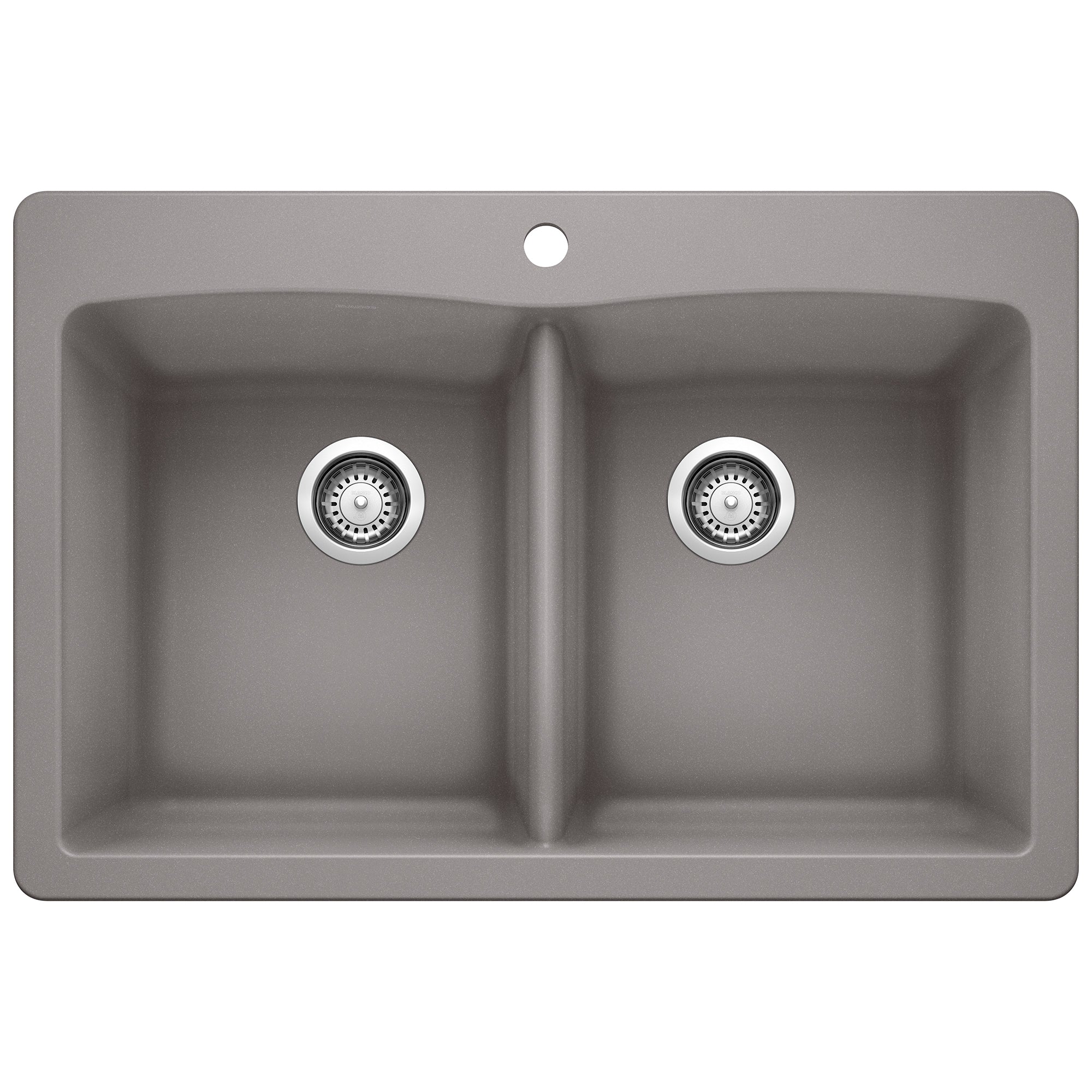 Blanco - 440219 - Diamond SILGRANIT 33" 50/50 Double Bowl Dual Mount Kitchen Sink - Metallic Gray