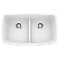 Blanco - 442199 - Valea SILGRANIT 32" 50/50 Double Bowl Undermount Kitchen Sink with Low Divide - White