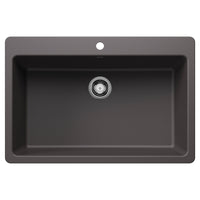 Blanco - 443196 - Liven SILGRANIT 33" Super Single Dual Mount Kitchen Sink - Cinder