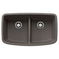 Blanco - 443126 - Valea SILGRANIT 32" 50/50 Double Bowl Undermount Kitchen Sink with Low Divide - Volcano Gray