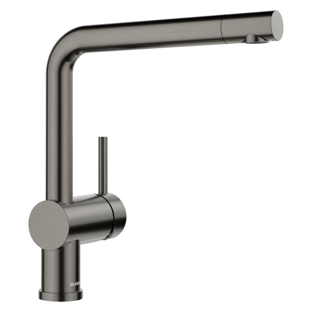 Blanco - 443269 - Linus Low Arc Pull-Out Dual-Spray Kitchen Faucet - Satin Dark Steel